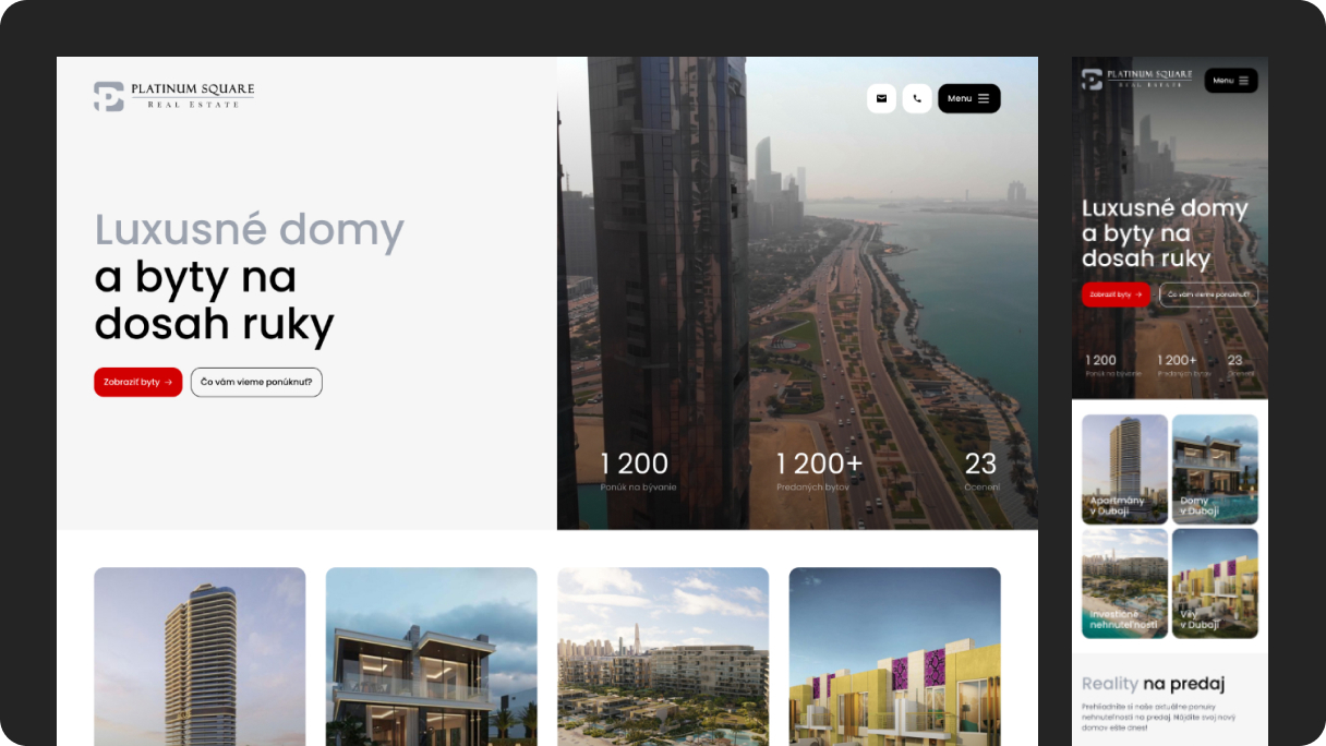 Main image of the platinumsquare.sk website