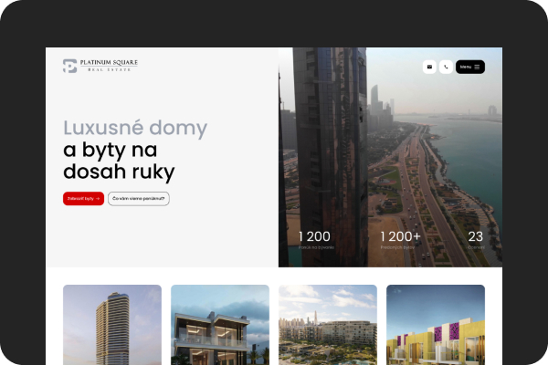New modern design of the platinumsquare.sk website